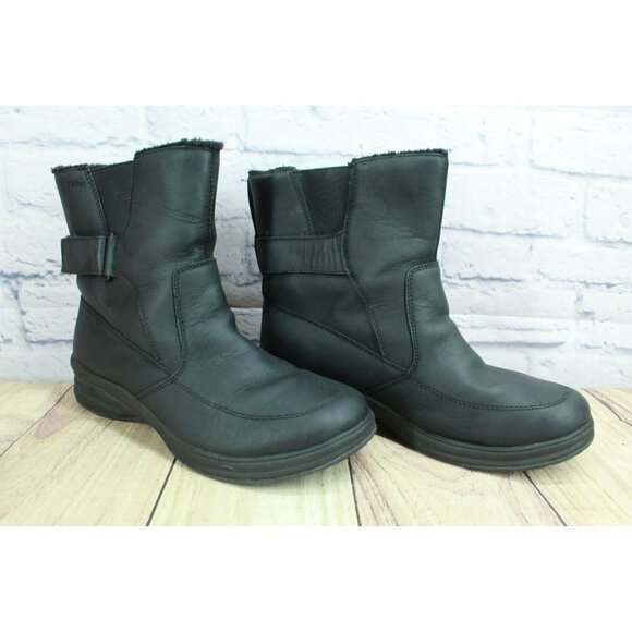 LL Bean Waterproof Black Leather Pull-On Ankle Boots Size 11 M #504758 - Picture 3 of 9